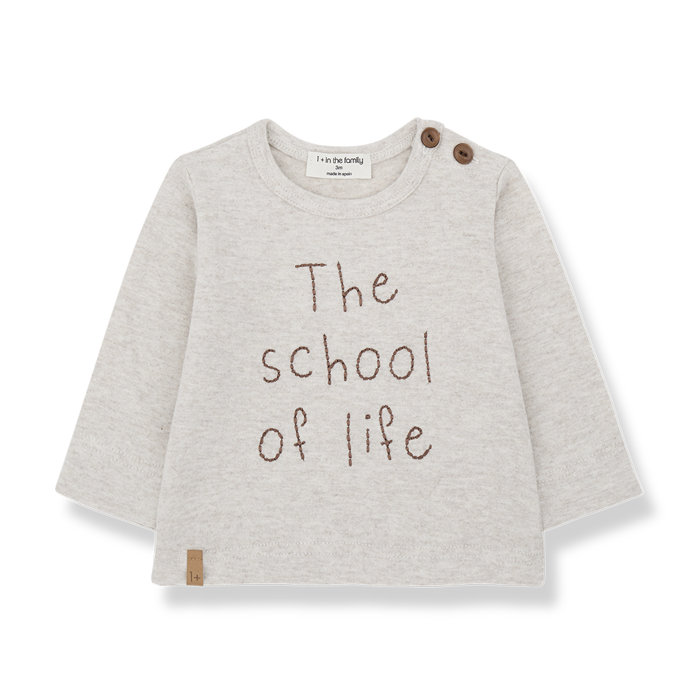 beige shirt embroidery