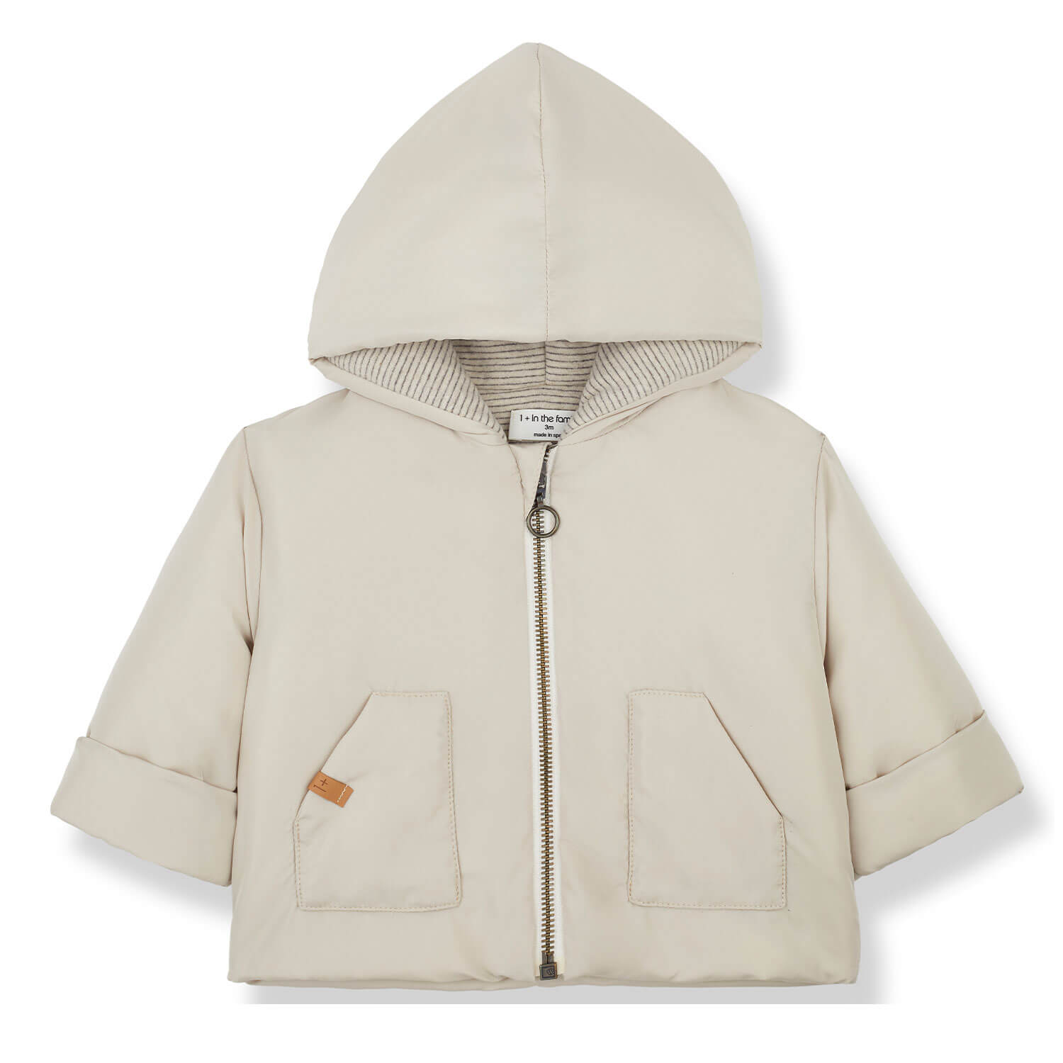 Padded beige jacket with hood