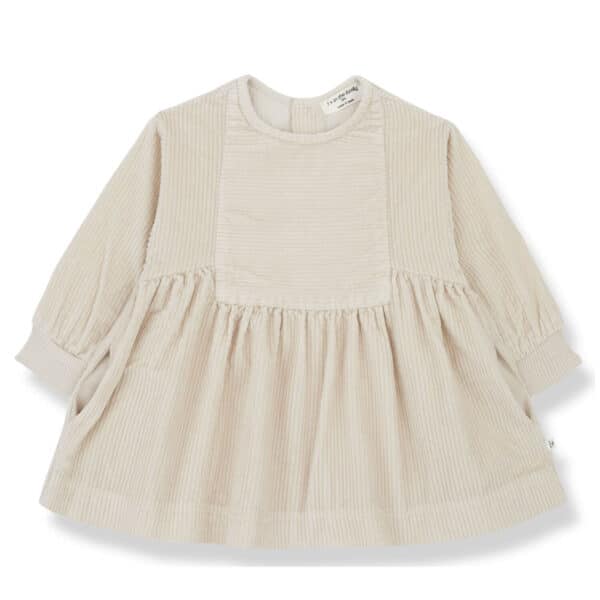 beige dress made of corduroy