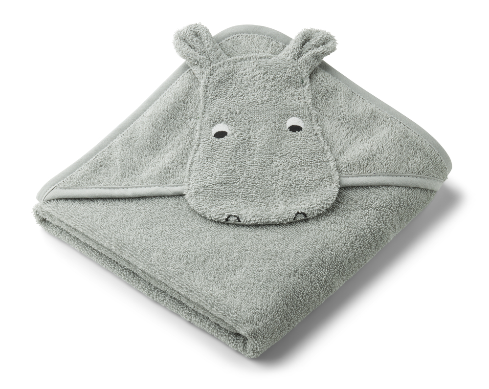 LIEWOOD Albert Hooded Baby Towel "Hippo Dove Blue"
