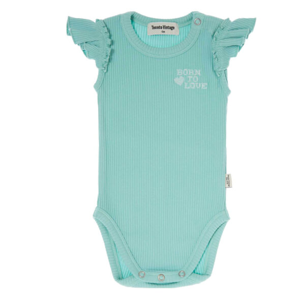 Tocoto Vintage Girls Bodysuit with ruffles "Green"