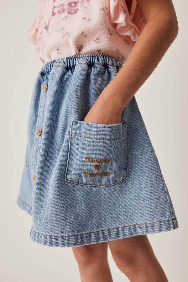 Tocoto Vintage Blue Denim Skirt with pockets - Image 2