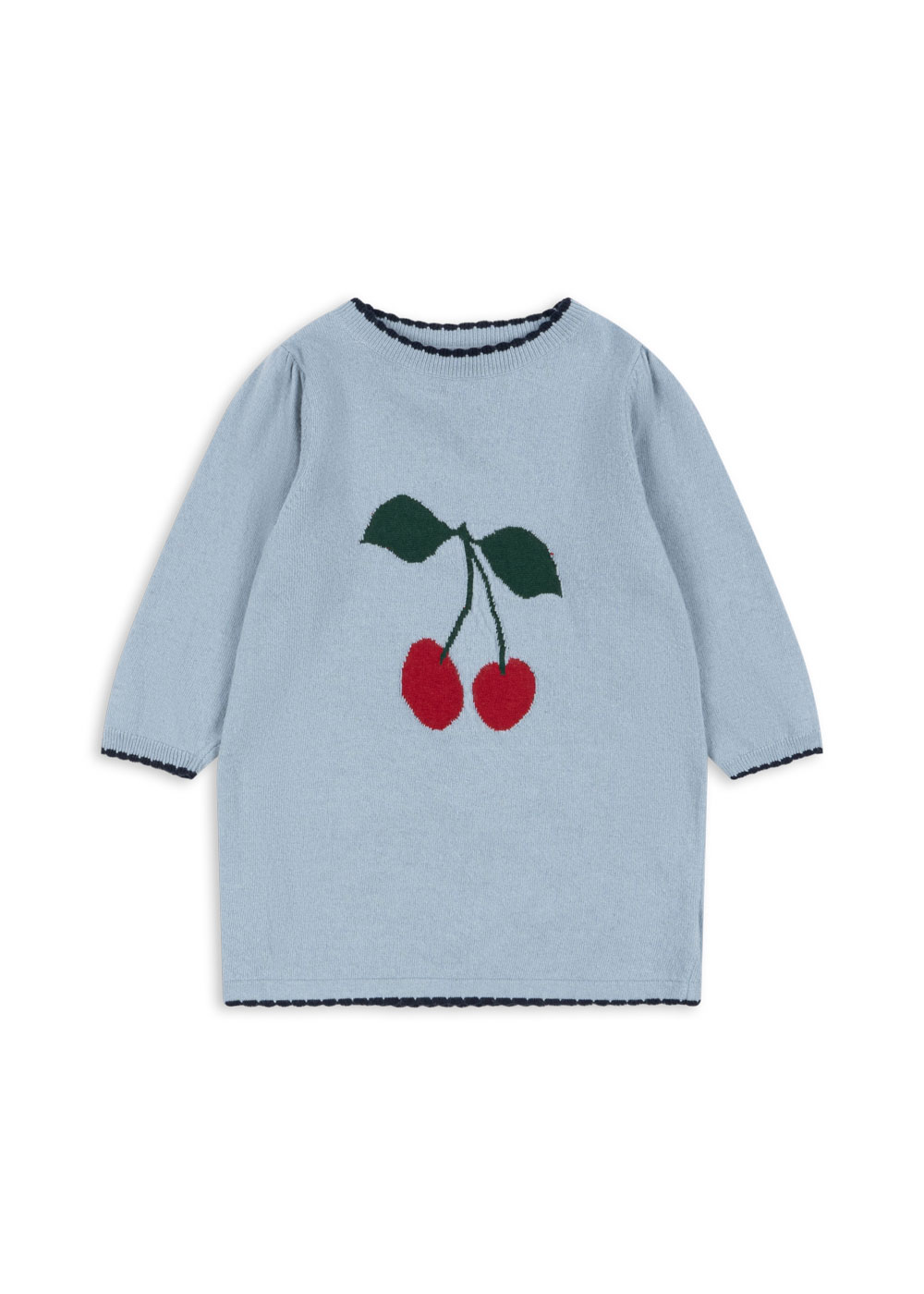 Knit dress blue cherry print